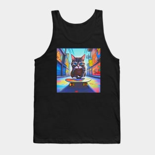 Cool Skateboarding Cat Tank Top